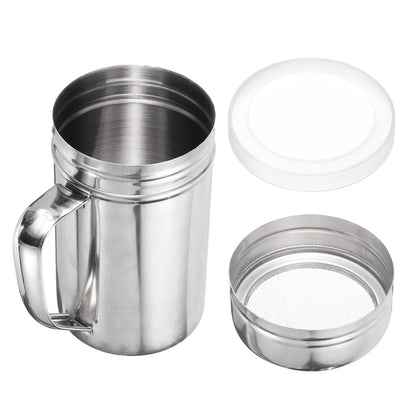 HARFINGTON Salt Dredge Shakers 14 Ounce Stainless Steel Spice Shakers with Handle and Lid for Salt Sugar Flour