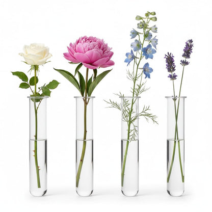4 Pcs Glass Test Tube Vases for Flowers,5.9 x 1.18 Inch Hydroponic Propagation Tubes Plant Terrarium for Home Office Cafes Flower Shop Desktop Decoration