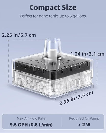 Pawfly Aquarium Sponge Filter, Small Fish Tank Filter with Foam and Air Stone, Sponge Filter for Fish Tanks up to 5 Gallons (Air Pump Not Included)