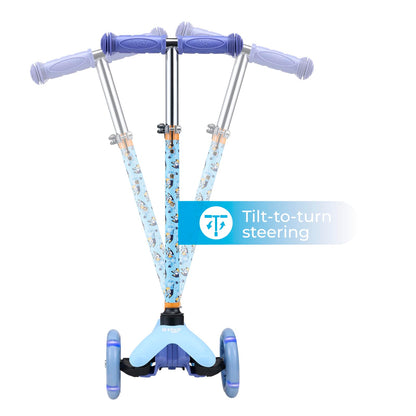 Voyager Self Balancing Kick Scooter with Light Up Wheels, Extra Wide Deck, 3 Wheel Platform, Foot Activated Brake, 75 lbs Limit, Kids & Toddlers Girls or Boys, for Ages 3 and Up, Bluey