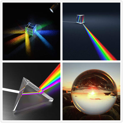 QFkris 4 Pack K9 Optical Crystal Photography Prism Set and Glass Mixing Color Cube Bundle
