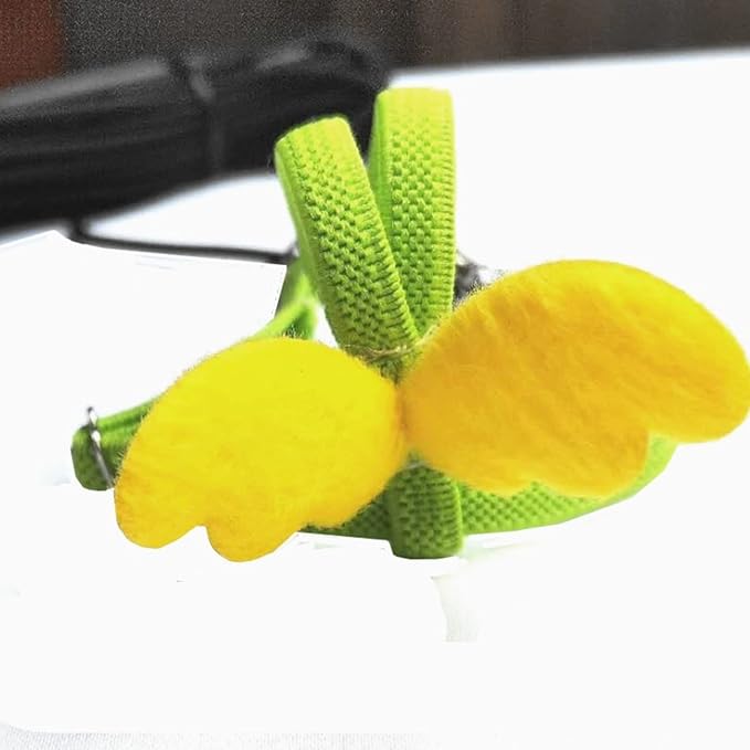 Pet Parrot Bird Harness Leash Adjustable Bird Flying Harness Traction Rope with Cute for Parrots Budgerigar Lovebird Cockatiel Mynah Outdoor Training Toy (Mannikin/Finch,Yellow)