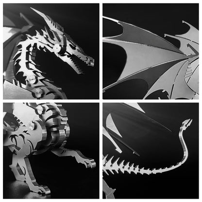 3D Metal Model Kits, Mechanical Fire Breathing Dragon 3D Metal Puzzle,Steel Warcraft Collection DIY Animal Brain Teasers Simple 3D Puzzles Home Decor Art Craft Gifts Toys for Adult