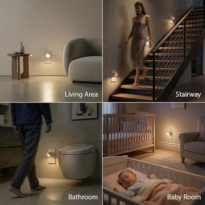 Mini LED Night Light Plug-in Smart Sensor Directional Lamp with 360° Rotating Head Auto Dusk to Dawn Lighting Energy Saving Pet Friendly Wall Light