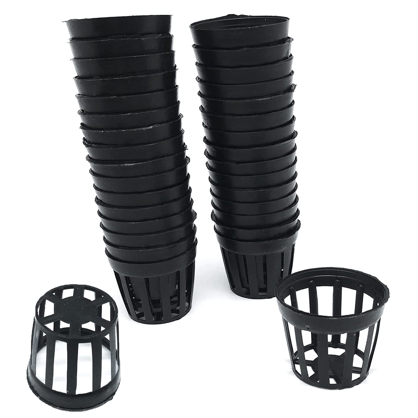 QINGSHENG 50pcs Plastic Aquatic Plant Planting Basket,Slotted Mesh Plant Pots,Round Pond Plant Basket,for Hydroponics(Black，Small Size