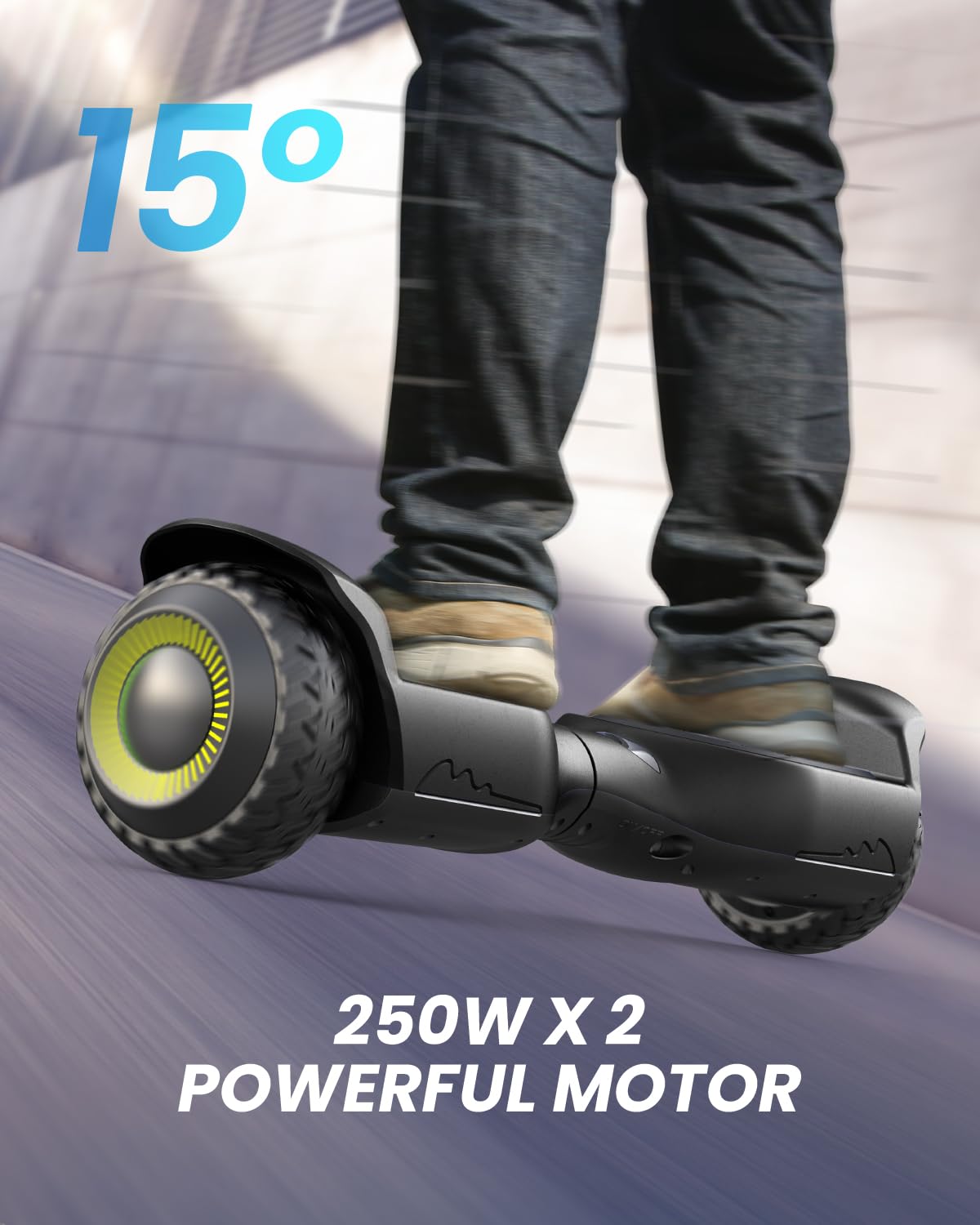 Gyroor Hoverboard New G13 All Terrain Hoverboard with LED Lights & Dual 250W motors, Self Balancing Off Road Hoverboards with Bluetooth for Kids ages 6-12 and Adults-Black
