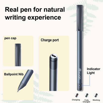Yuan Smart Digital Notebook with Pen, Smart Pen for Note Taking Real-Time Sync-to-Digital, Smart Writing for Meeting Class Creation, Digitizing, Store, and Share Handwritten Notes via App(iOS/Android)