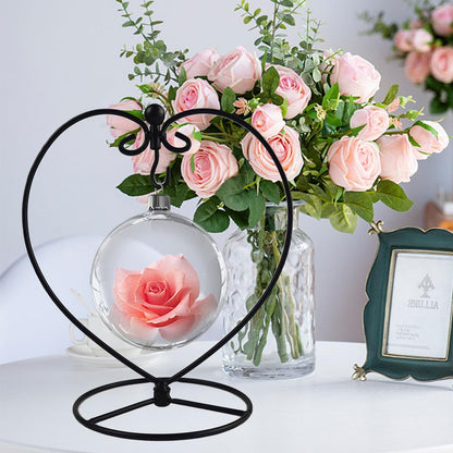 YY YEARCHY Ornament Display Stand for Mini Hanging Glass Globe Ball, Air Plant Flower Holder (Black, 8.07" x 4.72")