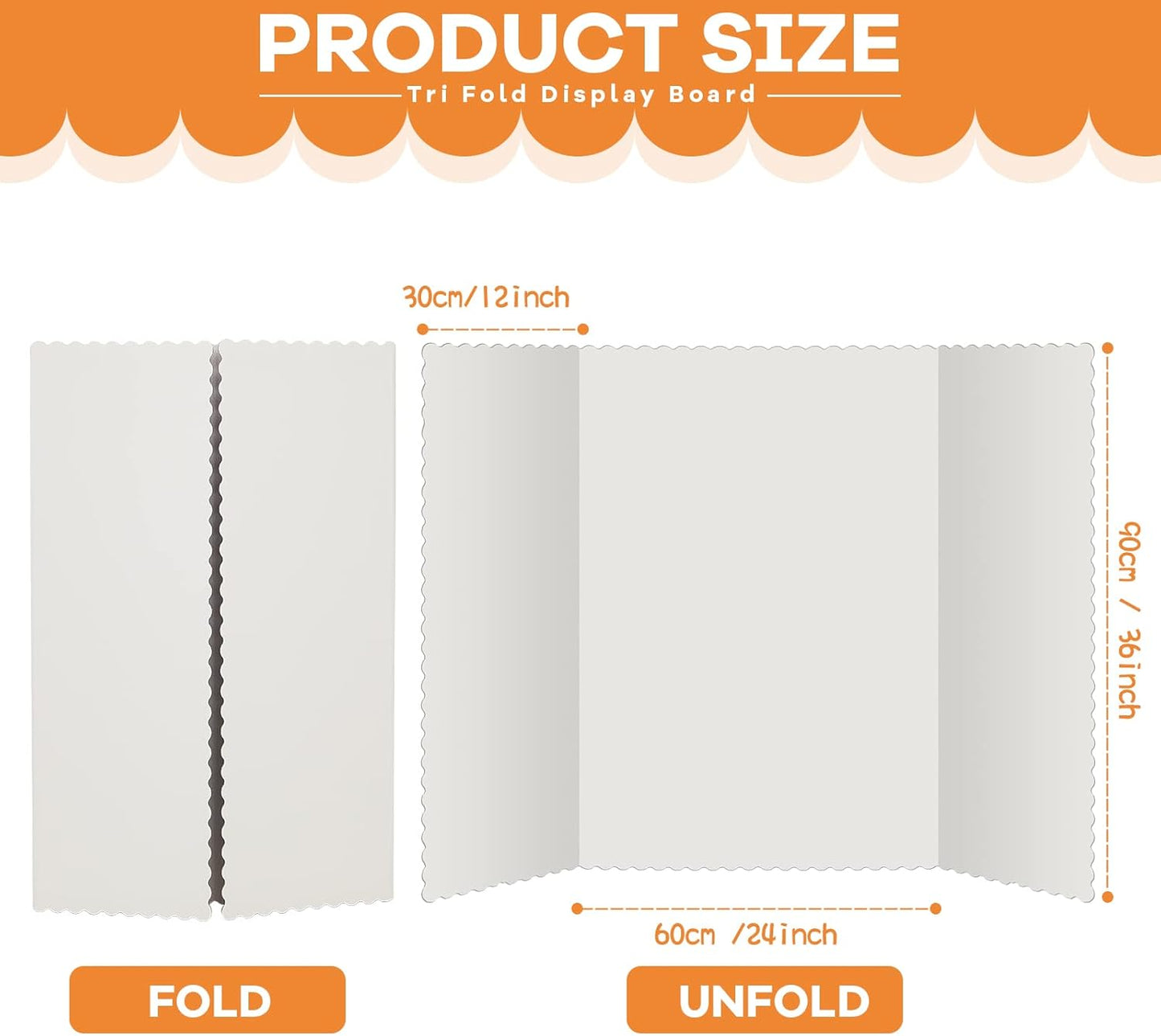 Henoyso 8 Pieces Tri Fold Poster Board Lightweight Fold Presentation Board for Science Fair Display(36 x 48 Inch,White)