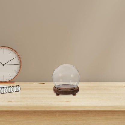 HOLIDYOYO Clear Glass Cloche Display Dome Bell Jar with Wood Base Diy Snow Globe Kit Keepsake Display Case Terrarium for Preserved Plant Succulent Craft 3.9 Inch
