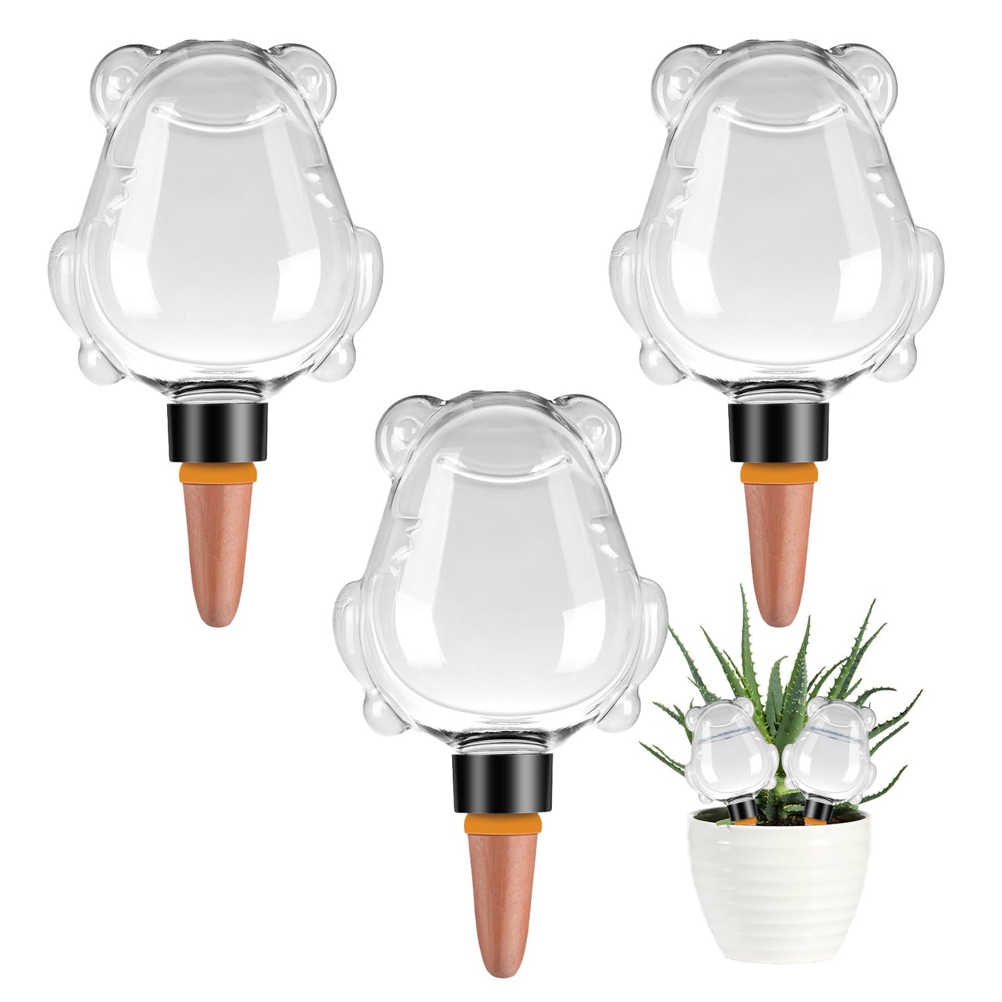 3Pcs Frog Plant Self Watering Globes for Indoor and Outdoor Plastic Water Bulbs Top Fill Plant Watering Globes Slow Release Terracotta Plant Watering Devices System for Plants, Clear