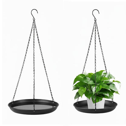 gajavo Plant Hanger Indoor Outdoor, 2 Pack Window Plant Hanger with Trays, Heavy Duty Metal Hanging Planter Basket, No Drip & Stable, for Window Railing Balcony, Black（11.8IN）