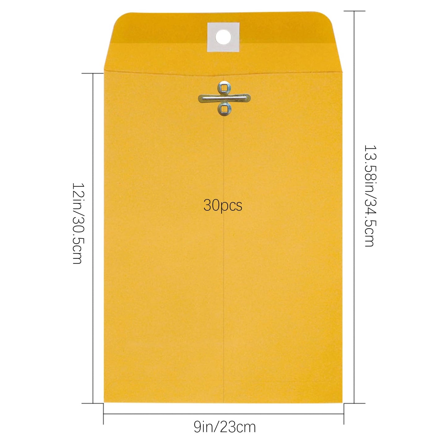 9” x 12” Clasp Envelopes with Gummed Seal Brown Pack of 30