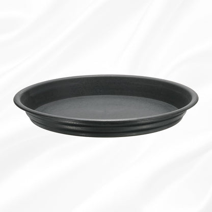 HARFINGTON Plastic Plant Saucer 10.5" Round Drip Trays Flower Pot Saucers Flower Base Bottom Drainage Tray for Indoors Outdoors Planters, Gray-Black