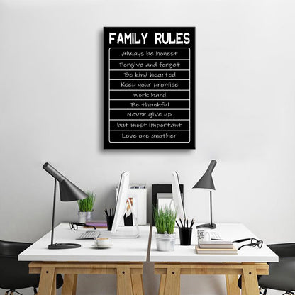Motivational Canvas Wall Art Family Rules Entrepreneur Quotes Poster Print Inspirational Pictures Painting for Office Class Room School Wall Decoration Stretched and Framed [18''W x 24''H]