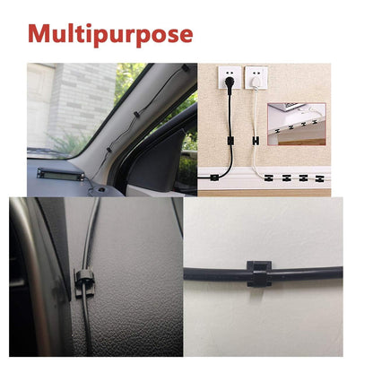 Yocice Cable Clips 40pcs with Strong Adhesive Tapes,Wire Holder Organizer Cord Management for Car, Office and Home (Black- CC05(40PCS))