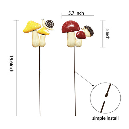 MGSYPHOME 2 Pack Metal Mushroom Decorative Garden Stakes，19.6" Outdoor Garden Decor Rust Proof Metal Flower Decoration,Spring Yard Art Decorations for Lawn Patio,