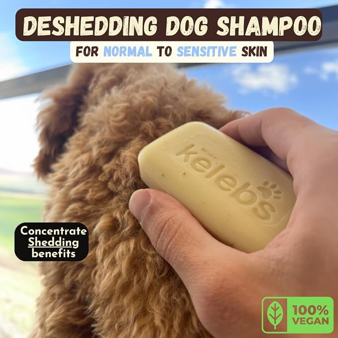 Deshedding Dog Shampoo Bar for Shedding Control, Natural Ingredients with Coconut Oil & Shea Butter | No Plastic Waste, Vegan, 9 Bars
