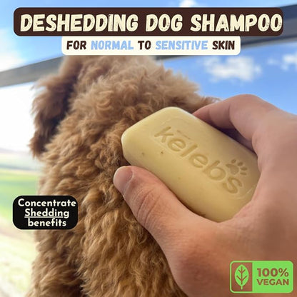 Deshedding Dog Shampoo Bar for Shedding Control, Natural Ingredients with Coconut Oil & Shea Butter | No Plastic Waste, Vegan, 9 Bars