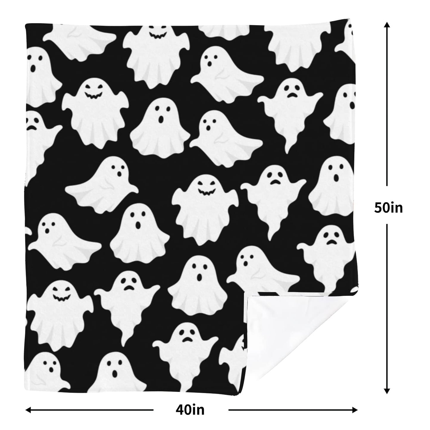 Jbralid Halloween Throw Blankets Funny Ghost Cute Halloween Spooky Black and White Throw Blanket Lightweight Cozy Flannel Blanket for Bedroom Living Rooms Couch Sofa Bed Home Decorations 60x80 Inch