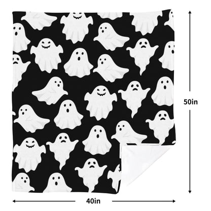 Jbralid Halloween Throw Blankets Funny Ghost Cute Halloween Spooky Black and White Throw Blanket Lightweight Cozy Flannel Blanket for Bedroom Living Rooms Couch Sofa Bed Home Decorations 60x80 Inch