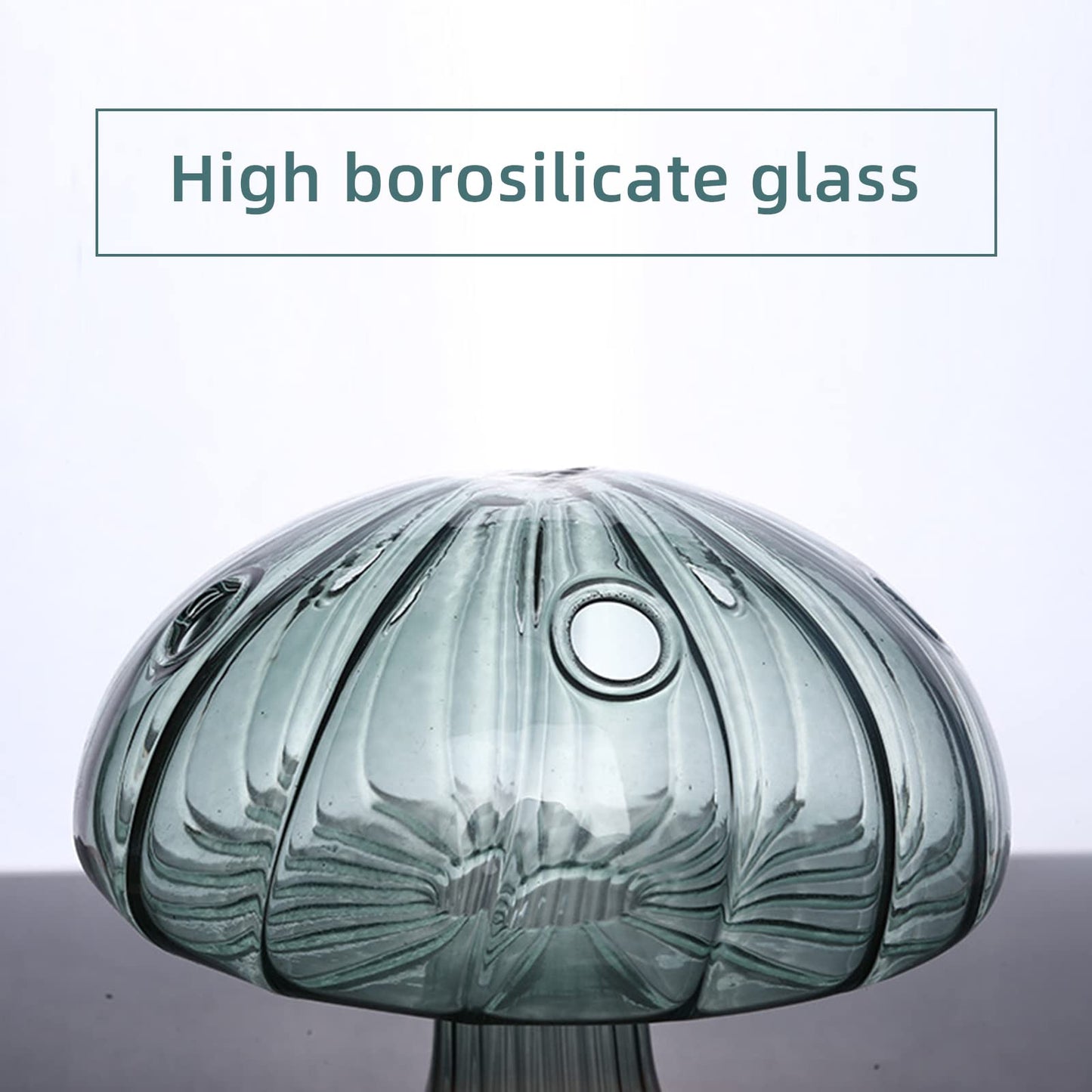 LIANGLIDE Mushroom Shaped Glass Vase, Transparent, Modern, Multipurpose, Table Top, Home Office, Bedroom, Wedding, Graduation, Mother's Day, Women, Flowers, 12.3 x 14.5cm, 110g