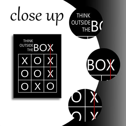 YSPCSUN Inspirational Office Decor Wall Art Think Outside The Box Canvas Print Entrepreneur Motivational Posters Creative Tic Tac Toe Painting For Men Workspace Ready To Hang 24x18 Inch