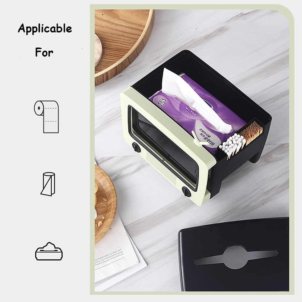 Tissue Box Holder with Cell Phone Slot, Retro TV Shaped Tissue Case and Cellphone Holder Cellphone Stand, Versatile Tissue Dispenser Cover for Living Room, Kitchen, Bedroom, Bathroom (Ube Purple)