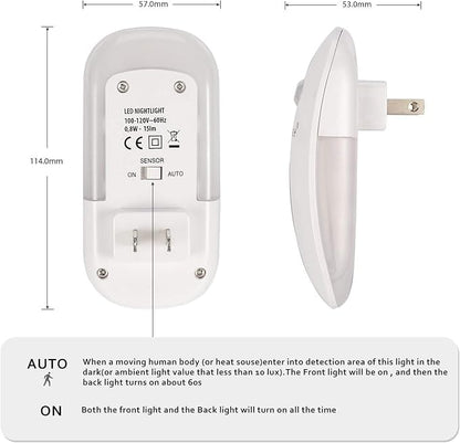 Sensky Plug-in LED Night Light - Motion Sensor and Dusk to Dawn Photocell with 15 Lumens Warm White Glow - Backlit Eye Protection Lamp for Kids Adults Bedroom Bathroom Hallway and Home Decor