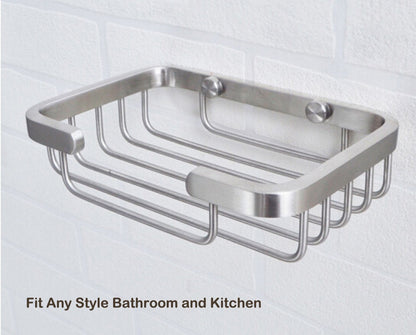 Deezio Satin Nickel Stainless Steel Soap Dish, Rectangular, 5 x 3.5 Inch, Wall Mounted, 100%