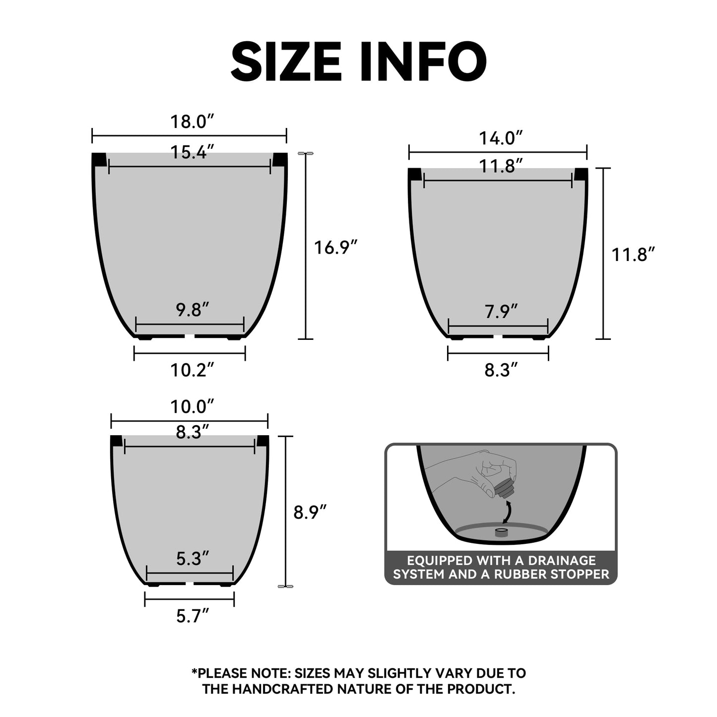 Kante Round Concrete Planter, Large Outdoor Indoor Garden Pots with Drainage Hole, 10-Inch Diameter Flower Pots for Patio, Garden and Home, Weathered Concrete