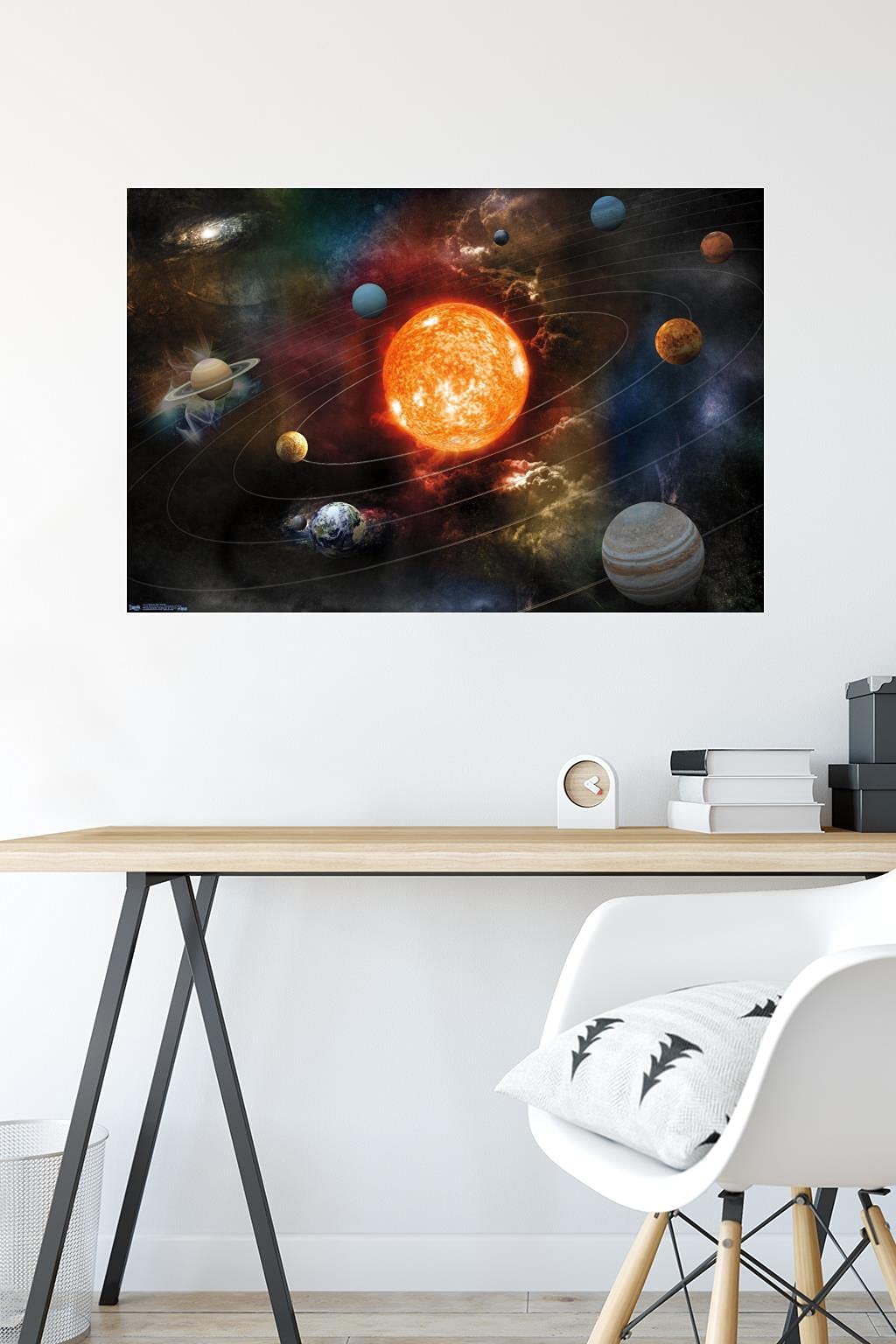 Orbiting Solar System Wall Poster, 34L" x 22.4W", Unframed Version