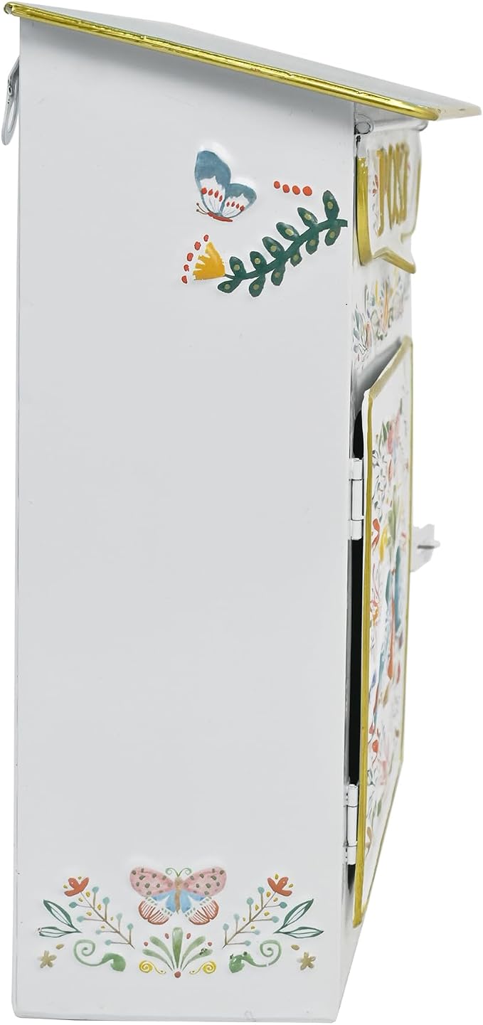 Mailbox Wall Mount Mailboxes for Outside Vintage Mail Boxes for House Outside Metal Drop Box Antique Style Nostalgic Charm Home Decorative, Flower Pattern