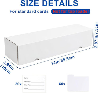 QINGUANG Trading Card Storage Box | 20 Pack • 1100 Count Bulk Card Storage Box | with Dividers | White Corrugated Cardboard Sport Card Organizer for Basketball Card/MTG/TCG/Magic Collection