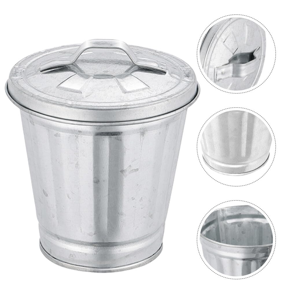 Alipis Mini Trash can for Desktop 3.74 Inch Compact Table Storage Jar Multi-Functional Waste Basket Pen Holder Flower Pot Space-Saving Organizer for Office Dorm Kitchen