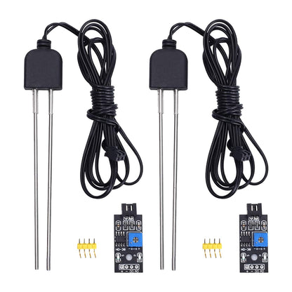 2 Sets Resistive Soil Moisture Meter, Icstation Soil Hygrometer Sensor Test Kit with Corrosion Resistant Probe, Digital Analog Signal Output for Arduino Garden Plant Care Automatic Watering System