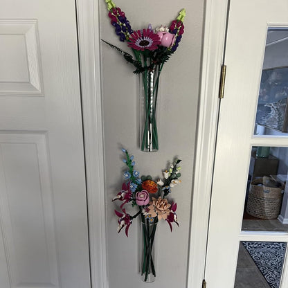 4 Pack Wall Hanging Glass Plant Holders with Hooks, Hanging Glass Vase Transparent Wall Mounted Propagation Station for Home Decor Dining Table, Cylinder Set