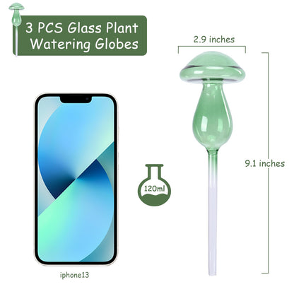 Chonsun Mushroom Plant Watering Globes 3PCS Plant Watering Devices Glass Self Watering Planter Insert Automatic Plant Waterer Indoor