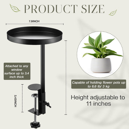 Teenyyou 2 Pcs Window Sill Plant Shelf 7.9''D x 14.2''H Adjustable Window Shelf Windowsill Clamp Tray for Indoor Plants Metal Windowsill Extension Tray Planter Floating Shelves for Indoor Outdoor