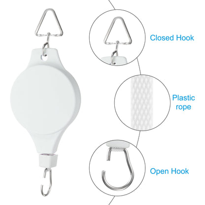 PATIKIL Plant Hanger, 6 Pcs Pulley Retractable Triangle Hanging Flower Basket Hook Indoor and Outdoor Plant Pots Holder, for Planters, Flower Basket, Wind Chimes, Bird Feeders, White