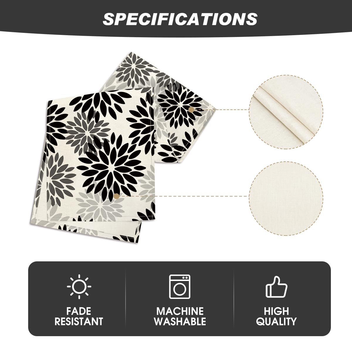 Artoid Mode Black Dahlia Floral Pinnata Halloween Table Runner, Fall Autumn Kitchen Dining Table Decoration for Home Party Decor 13x90 Inch