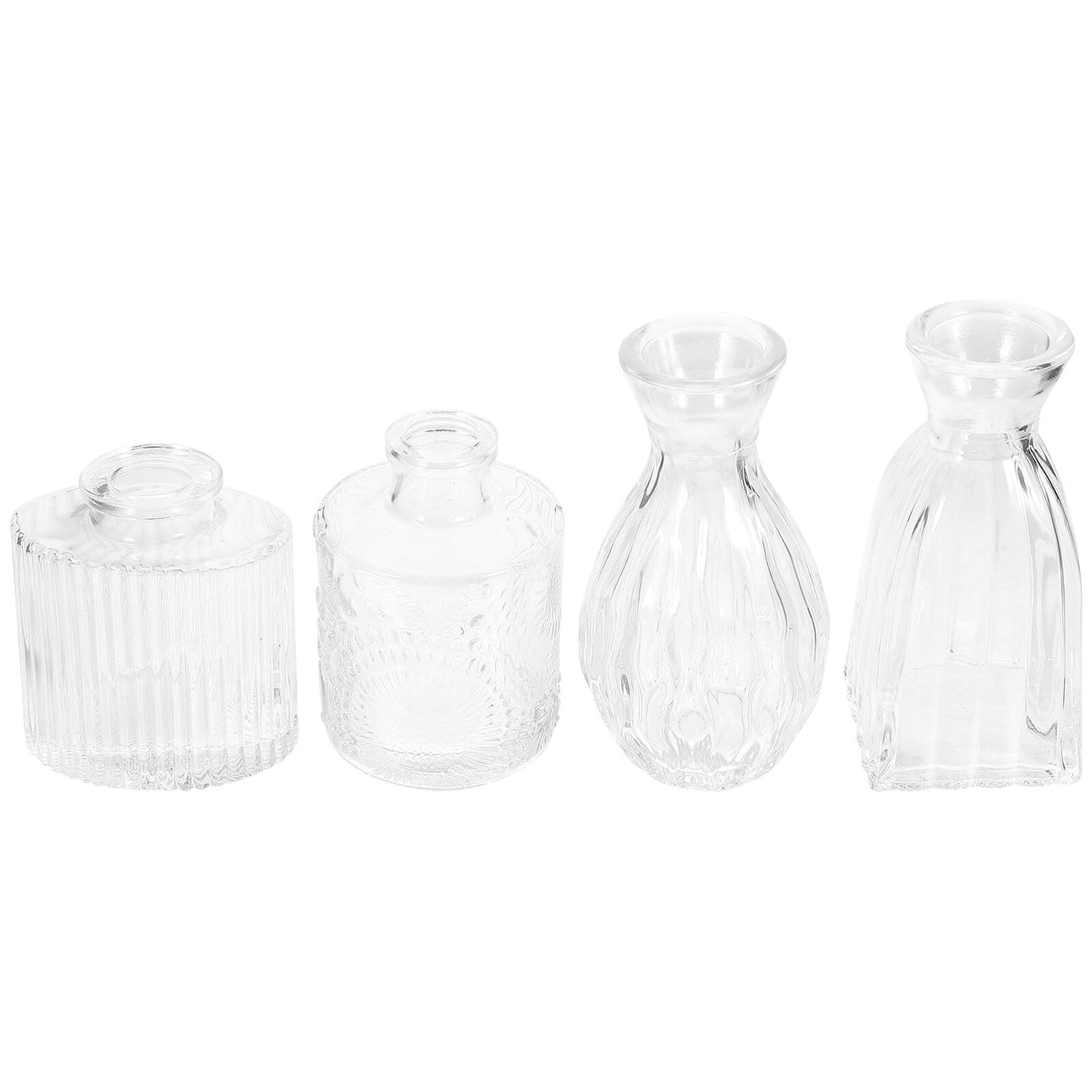 Abaodam Creative Hydroponic Glass Vase Set 4pcs Small Desktop Decorative Terrarium Vase Holders for Home Décor and Plant Display
