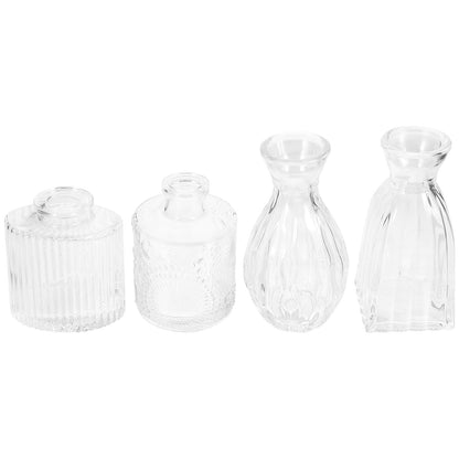 Abaodam Creative Hydroponic Glass Vase Set 4pcs Small Desktop Decorative Terrarium Vase Holders for Home Décor and Plant Display