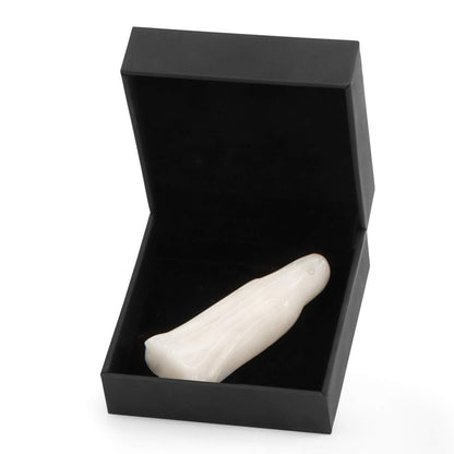 Artistone 3.0" White Jade Crystal Halloween Ghost Statue, Hand Carved Gemstone Ghost Figurine Healing Stone Sculpture for Carnival Party, Home, Office Decor