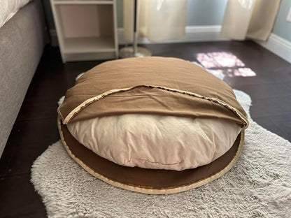 Round 100% Cotton Canvas Dog Bed Cover: Washable, Durable, Eco-Friendly, Multiple Colors, XS-XXL, Made in USA (Medium Brown, X Large 42 Inches)
