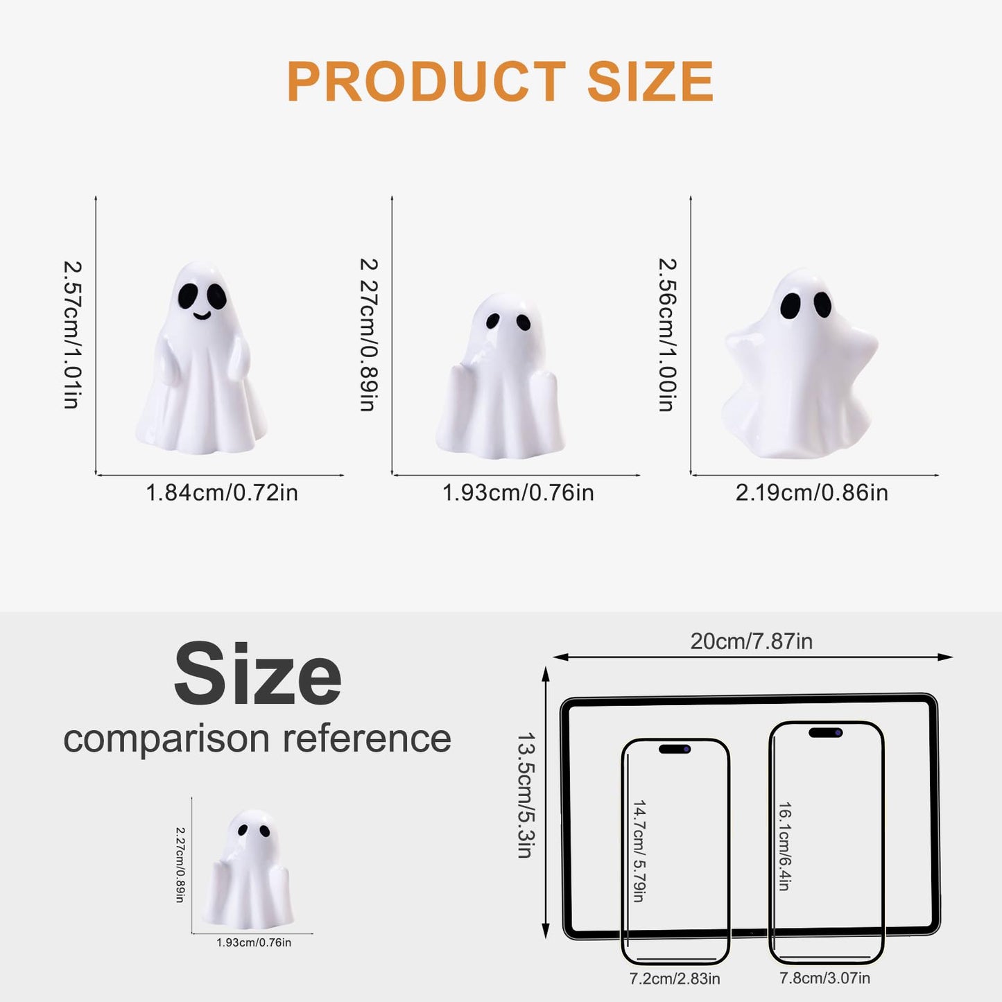 dsooldre 50Pcs Mini Resin Ghost Figurines,Cute Halloween Decorations,Tiny Ghosts for Vase Filler,Tiered Tray,Table Centerpiece & Party Favors (Miniature Home Decor) (50Pc Resin Ghost)