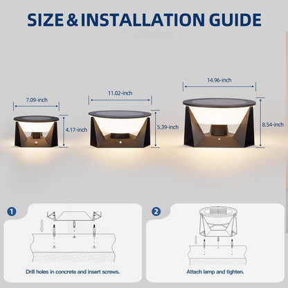 ZRJJMLAN 14.96" Outdoor Solar Post Lights, IP54 Waterproof Solar Column Lights Outdoor, 3000K Modern Pillar Light, Dusk to Dawn Outside Light Columns, Extra Large Post Lamp for Patio Fence Entrance