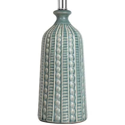 JUNNAI Green Ceramic Table Lamp 24.5": 3-Way Dimmable Nightstand Lamp with White Drum Lamp Shade | Modern Bedside Lamp for Bedrooms & Living Room (Bulb Included)