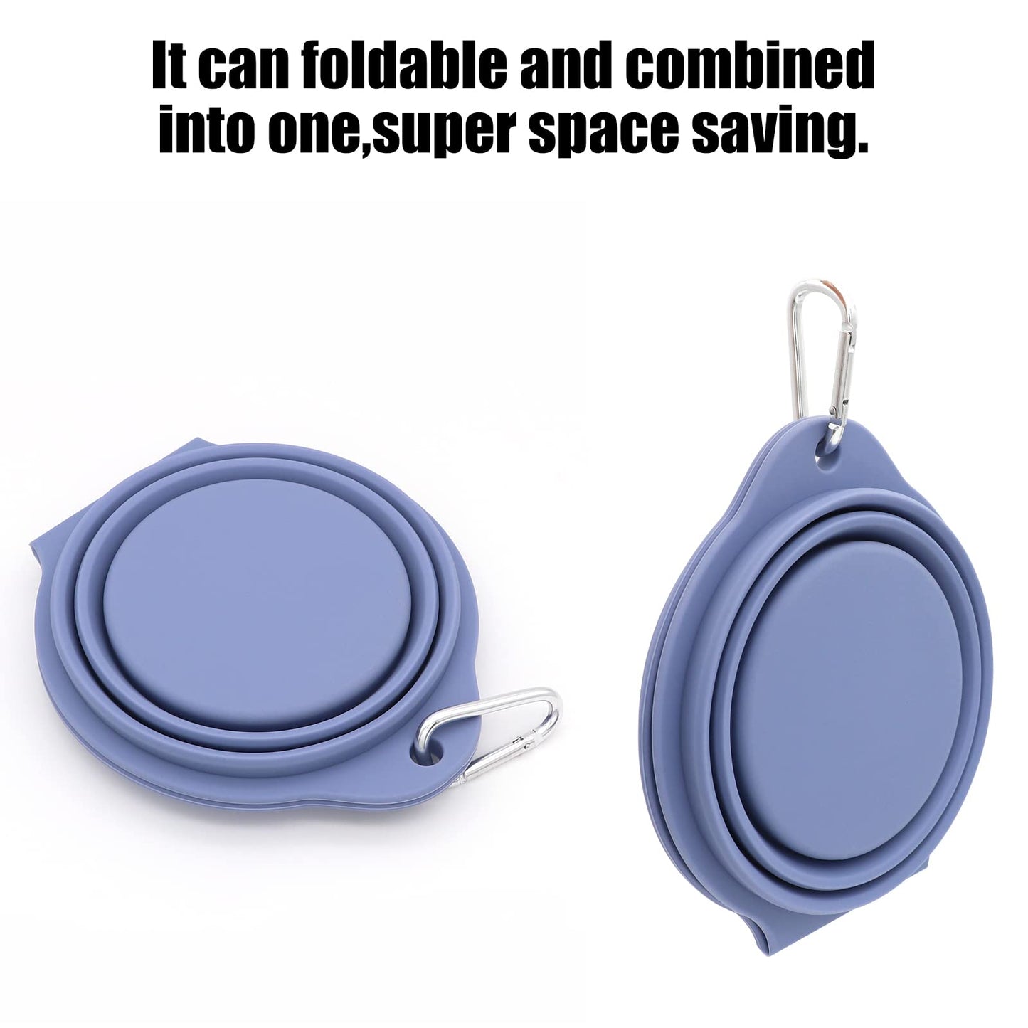 SLSON Collapsible Dog Bowls,Integrated Molding Dog Double Bowl No Plastic Rim 2 in 1 Foldable Pet Food & Water Bowl Cat Feeder Dish for Walking,Hiking,Camping (Cold Grey)