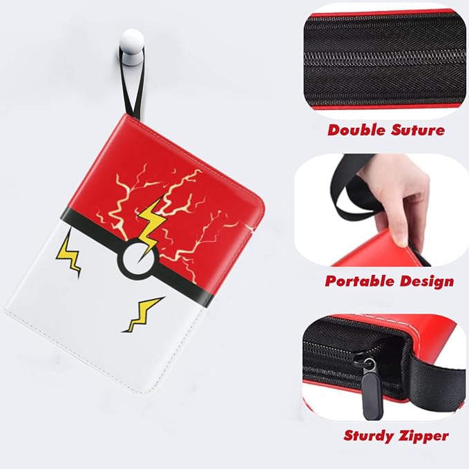 Trading Card Binder, 4 Pockets 400 Cards Holder Collector Album with 50 Removable Sleeves Compatible with Pokemon Cards Football Baseball Card TCG MTG Game Sports Cards